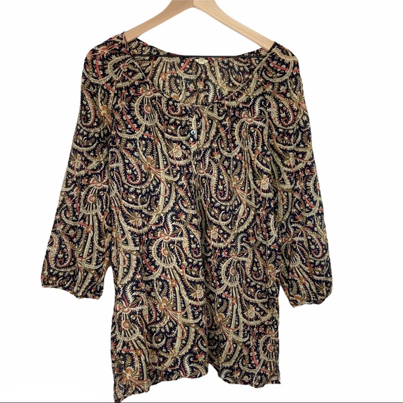 J Crew Paisley Print Long Sleeve Top Light Weight
